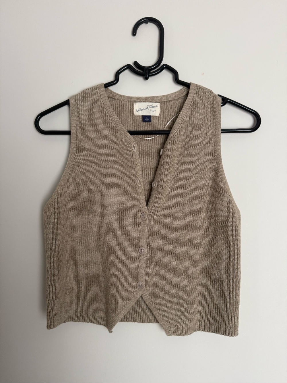 Universal Thread Taupe V-Neck Button-Front Sweater Vest